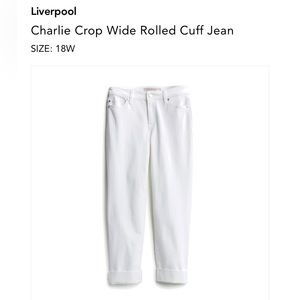 Liverpool cropped cuffed white jeans